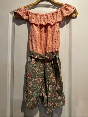 Paper Doll Girls Floral Romper Size L 14/16